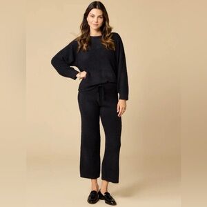Everyday Knit Wide-Leg Pants with Drawstring - Black